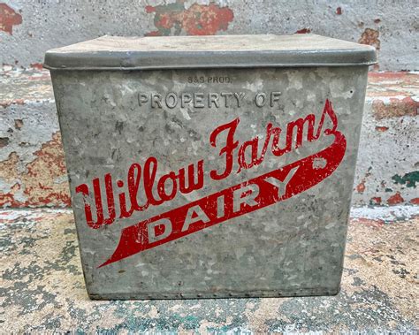 vintage metal dairy box|old fashioned porch milk box.